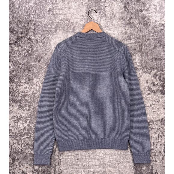 REISS Sweater Medium Mens Ice Blue Ribbed Crewneck Jumper - Picture 3 of 9